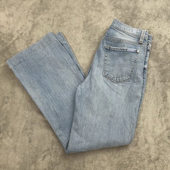 7 for All Mankind Dojo Jeans Size 28 Blue Denim Flare Festival Rodeo High Rise - Picture 1 of 16